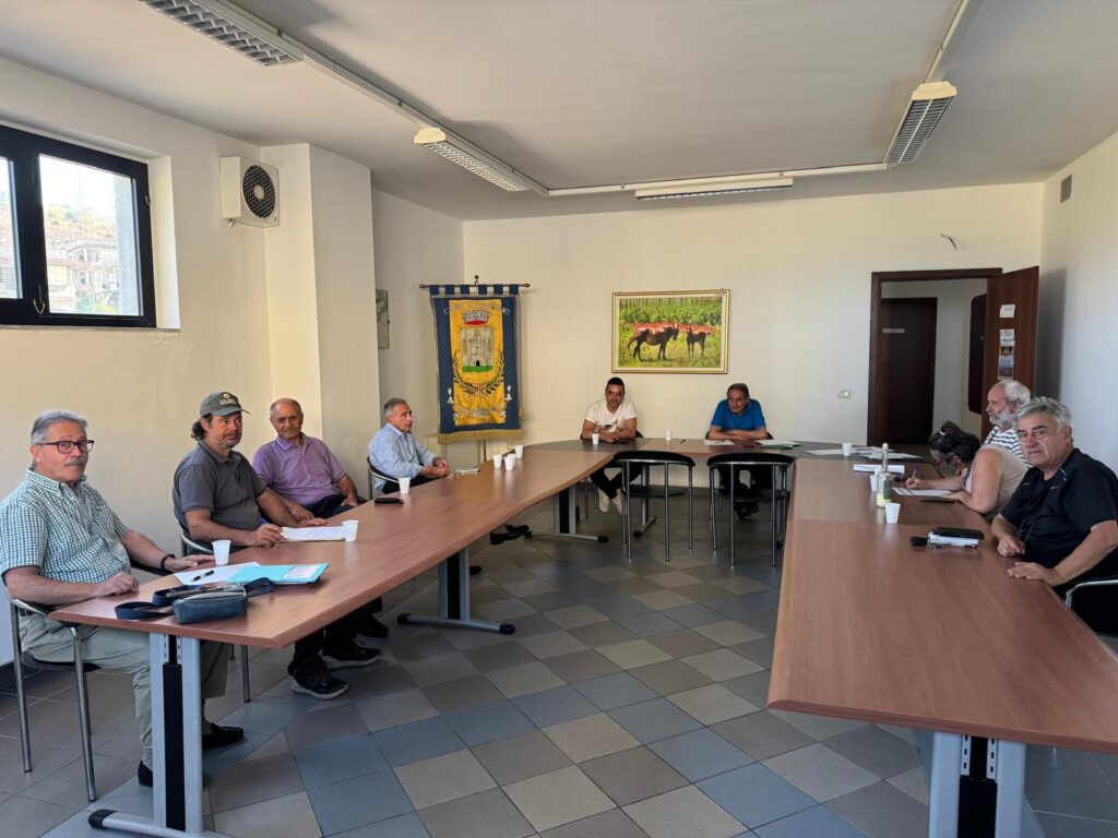 Riunione per la costituzione della Comunità del Cibo e della Green Community di Ferruzzano, con la presenza di Bustles e rappresentanti delle aziende aderenti.